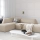 MICADONI Ruby hjrnesofa, venstre, 4 sder - beige fljl og sort plast
