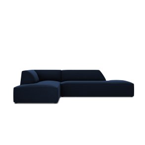 MICADONI Ruby hjrnesofa, venstre, 4 sder - bl fljl og sort plast