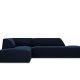 MICADONI Ruby hjrnesofa, venstre, 4 sder - bl fljl og sort plast