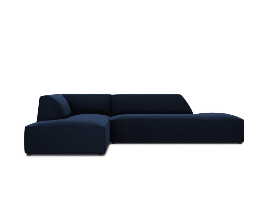 MICADONI Ruby hjrnesofa, venstre, 4 sder - bl fljl og sort plast