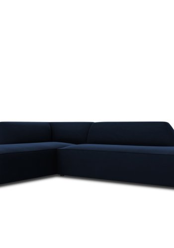 MICADONI Ruby hjrnesofa, venstre, 4 sder - bl fljl og sort plast