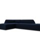 MICADONI Ruby hjrnesofa, venstre, 4 sder - bl fljl og sort plast