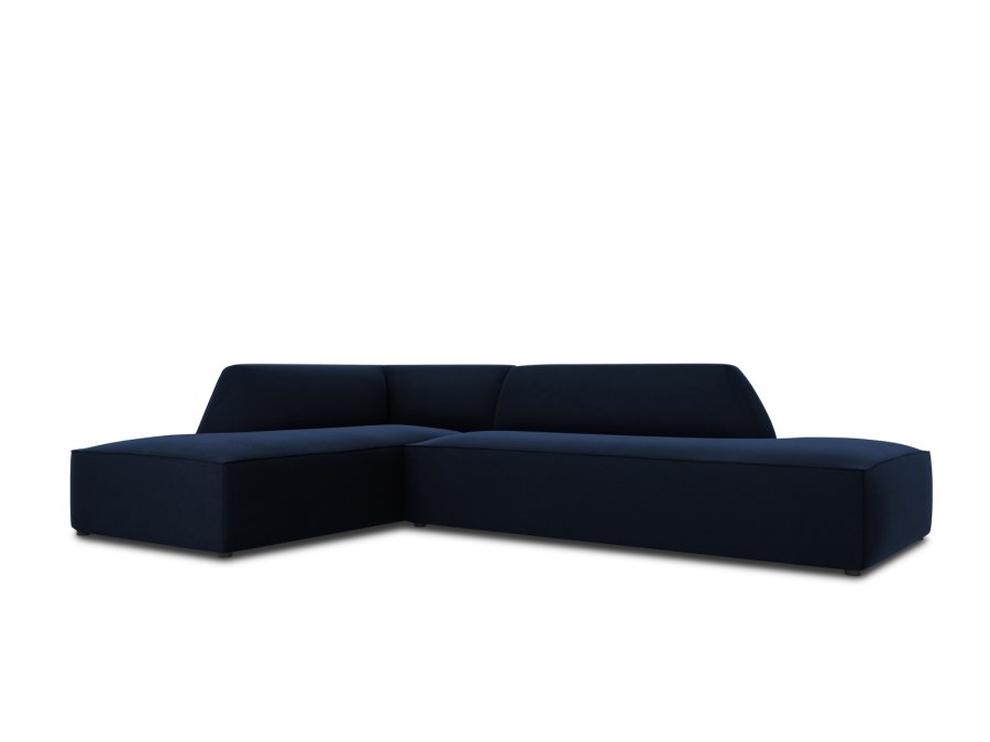 MICADONI Ruby hjrnesofa, venstre, 4 sder - bl fljl og sort plast