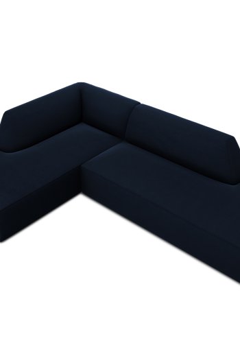 MICADONI Ruby hjrnesofa, venstre, 4 sder - bl fljl og sort plast