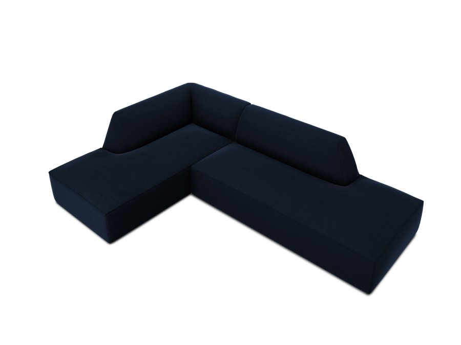 MICADONI Ruby hjrnesofa, venstre, 4 sder - bl fljl og sort plast