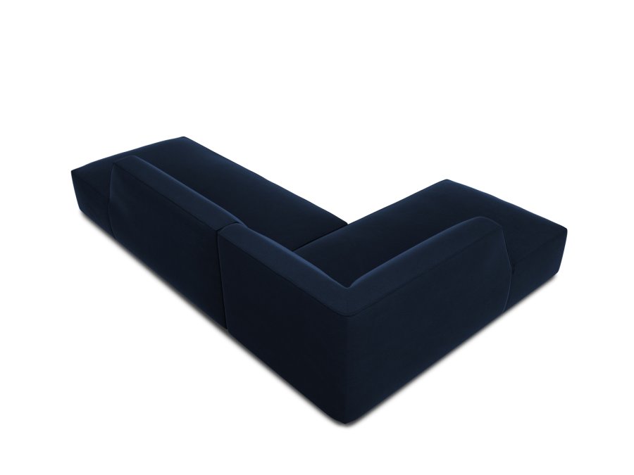 MICADONI Ruby hjrnesofa, venstre, 4 sder - bl fljl og sort plast