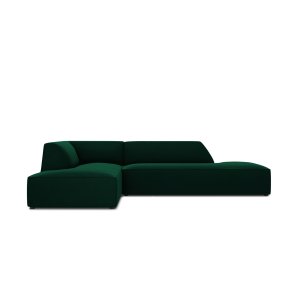 MICADONI Ruby hjrnesofa, venstre, 4 sder - grn fljl og sort plast