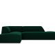 MICADONI Ruby hjrnesofa, venstre, 4 sder - grn fljl og sort plast