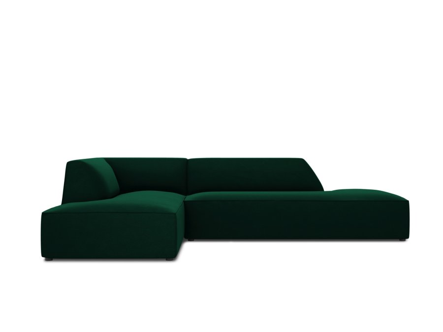 MICADONI Ruby hjrnesofa, venstre, 4 sder - grn fljl og sort plast