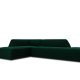 MICADONI Ruby hjrnesofa, venstre, 4 sder - grn fljl og sort plast