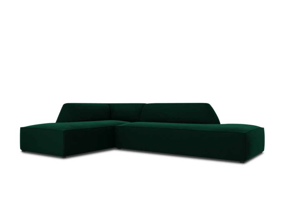 MICADONI Ruby hjrnesofa, venstre, 4 sder - grn fljl og sort plast