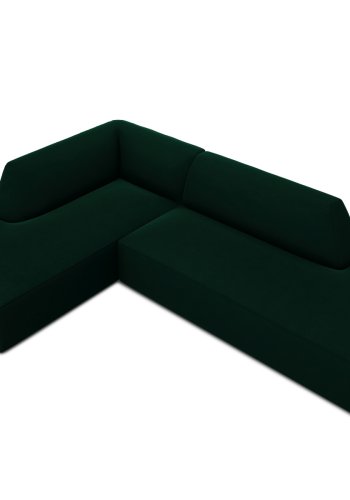 MICADONI Ruby hjrnesofa, venstre, 4 sder - grn fljl og sort plast