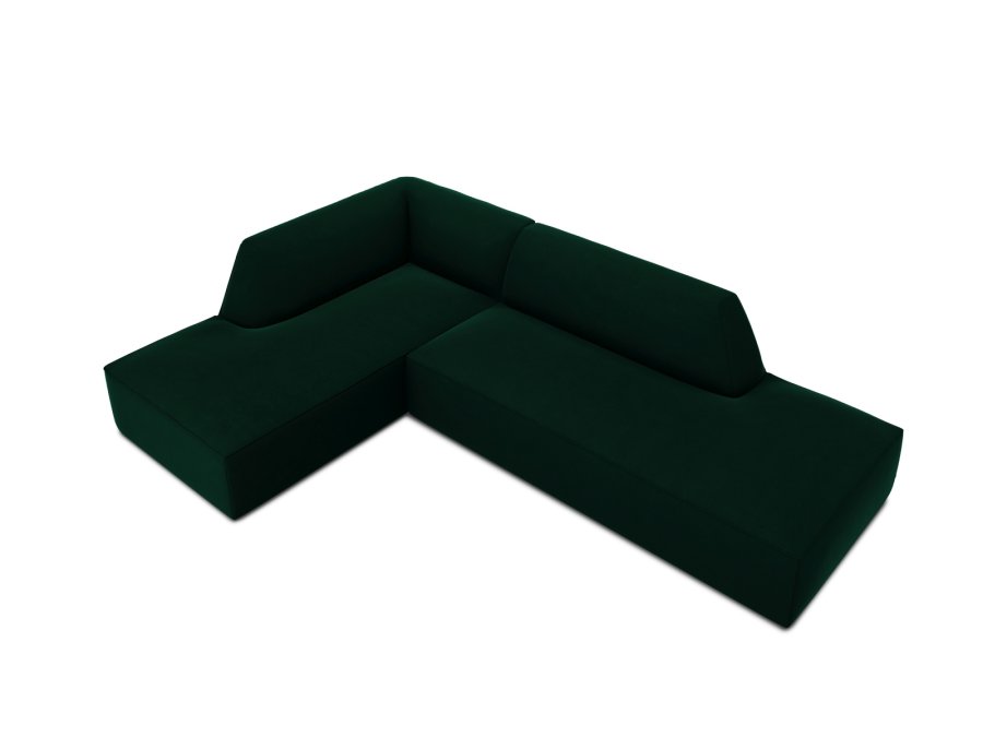 MICADONI Ruby hjrnesofa, venstre, 4 sder - grn fljl og sort plast