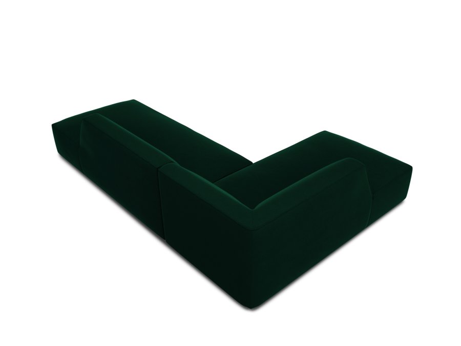 MICADONI Ruby hjrnesofa, venstre, 4 sder - grn fljl og sort plast