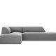 MICADONI Ruby hjrnesofa, venstre, 4 sder - gr fljl og sort plast