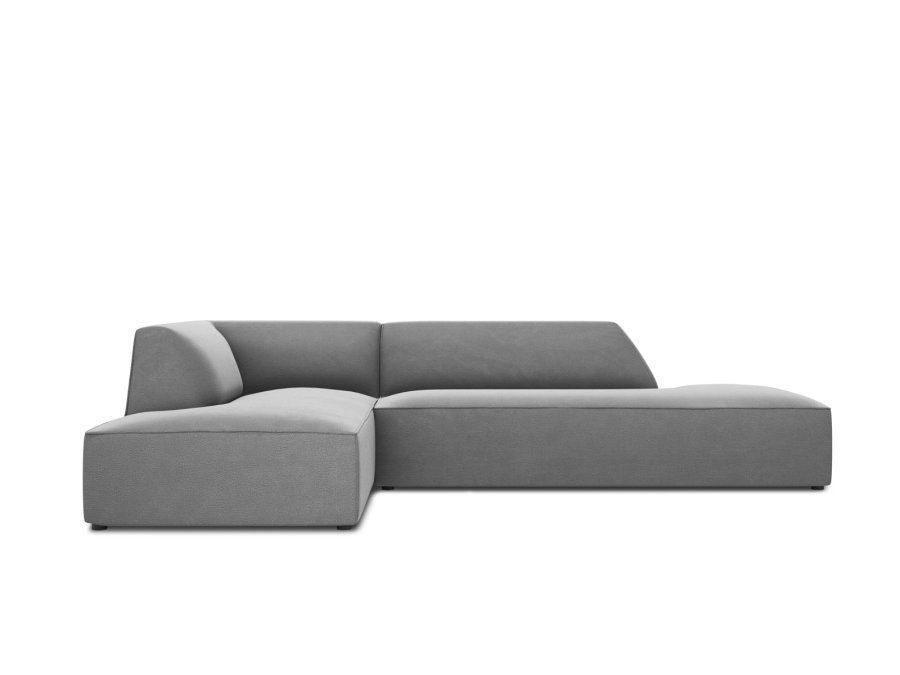 MICADONI Ruby hjrnesofa, venstre, 4 sder - gr fljl og sort plast