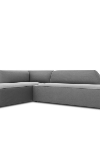 MICADONI Ruby hjrnesofa, venstre, 4 sder - gr fljl og sort plast