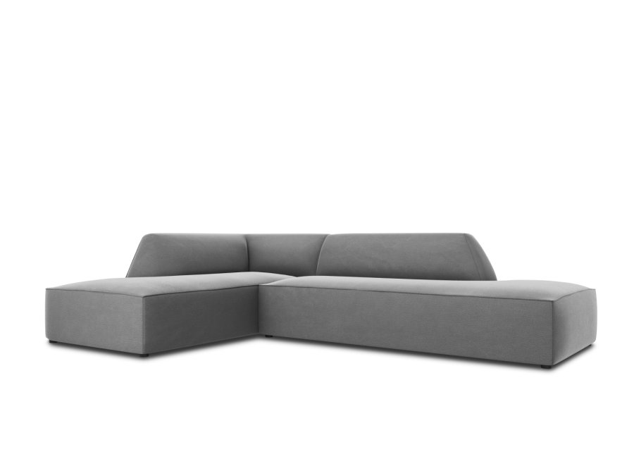 MICADONI Ruby hjrnesofa, venstre, 4 sder - gr fljl og sort plast