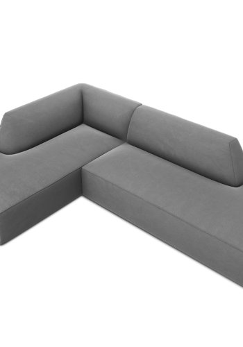 MICADONI Ruby hjrnesofa, venstre, 4 sder - gr fljl og sort plast