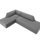 MICADONI Ruby hjrnesofa, venstre, 4 sder - gr fljl og sort plast