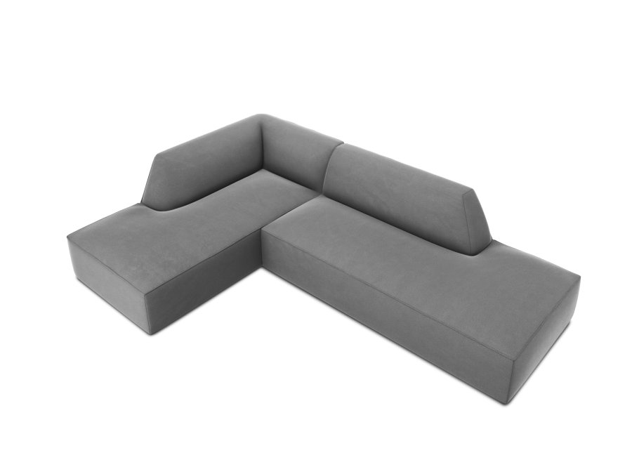 MICADONI Ruby hjrnesofa, venstre, 4 sder - gr fljl og sort plast