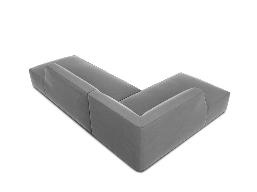 MICADONI Ruby hjrnesofa, venstre, 4 sder - gr fljl og sort plast