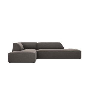 MICADONI Ruby hjrnesofa, venstre, 4 sder - antracitgr fljl og sort plast