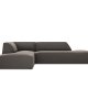 MICADONI Ruby hjrnesofa, venstre, 4 sder - antracitgr fljl og sort plast