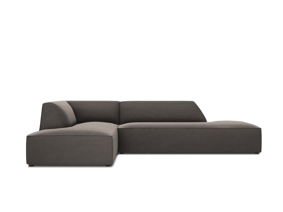 MICADONI Ruby hjrnesofa, venstre, 4 sder - antracitgr fljl og sort plast