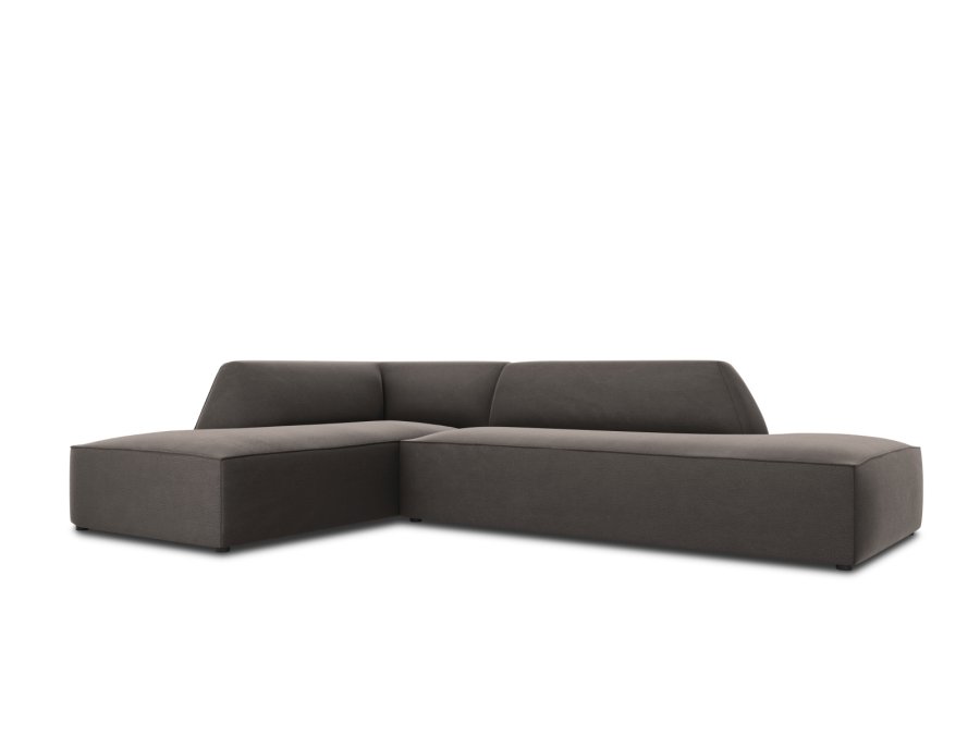 MICADONI Ruby hjrnesofa, venstre, 4 sder - antracitgr fljl og sort plast
