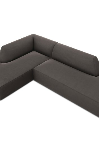 MICADONI Ruby hjrnesofa, venstre, 4 sder - antracitgr fljl og sort plast