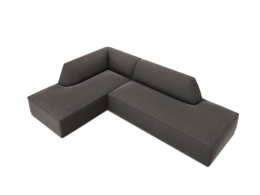 MICADONI Ruby hjrnesofa, venstre, 4 sder - antracitgr fljl og sort plast