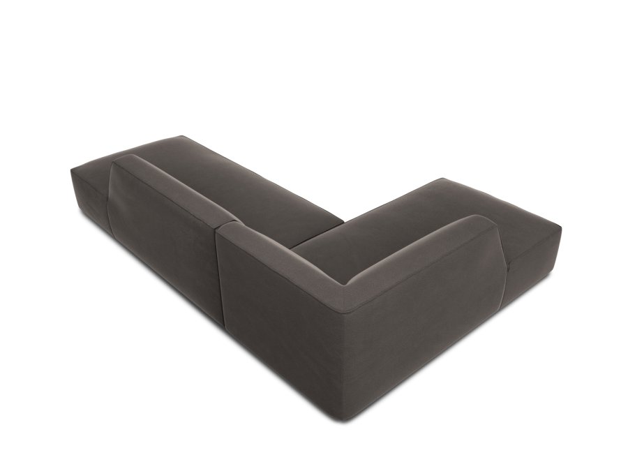 MICADONI Ruby hjrnesofa, venstre, 4 sder - antracitgr fljl og sort plast