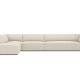 MICADONI Ruby Modul hjrnesofa, venstre, 5 sder - beige corduroy fljl og sort plast