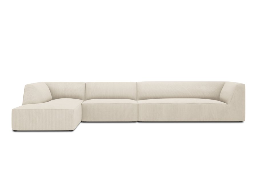 MICADONI Ruby Modul hjrnesofa, venstre, 5 sder - beige corduroy fljl og sort plast