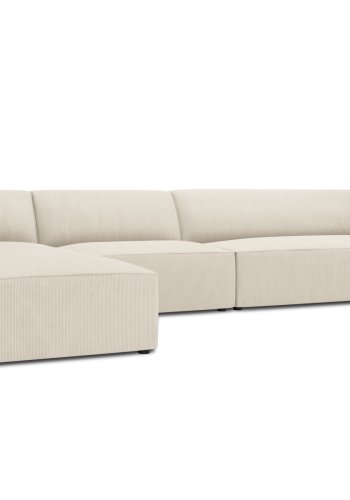 MICADONI Ruby Modul hjrnesofa, venstre, 5 sder - beige corduroy fljl og sort plast