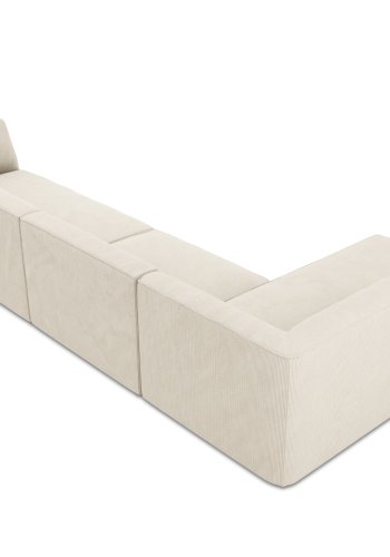 MICADONI Ruby Modul hjrnesofa, venstre, 5 sder - beige corduroy fljl og sort plast