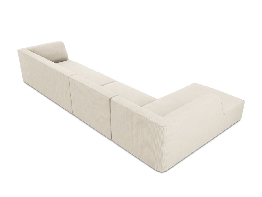 MICADONI Ruby Modul hjrnesofa, venstre, 5 sder - beige corduroy fljl og sort plast