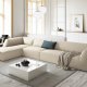 MICADONI Ruby Modul hjrnesofa, venstre, 5 sder - beige corduroy fljl og sort plast