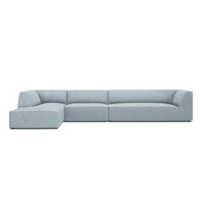 MICADONI Ruby Modul hjrnesofa, venstre, 5 sder - bl corduroy fljl og sort plast