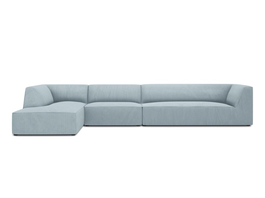 MICADONI Ruby Modul hjrnesofa, venstre, 5 sder - bl corduroy fljl og sort plast