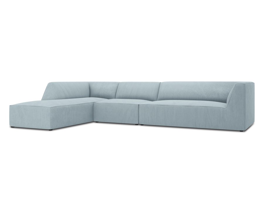 MICADONI Ruby Modul hjrnesofa, venstre, 5 sder - bl corduroy fljl og sort plast