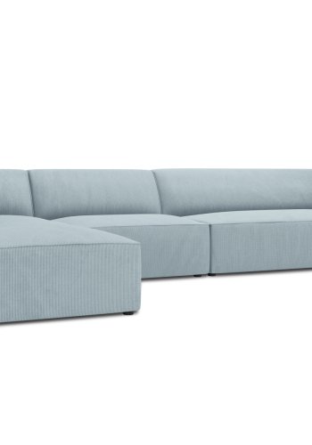 MICADONI Ruby Modul hjrnesofa, venstre, 5 sder - bl corduroy fljl og sort plast