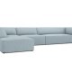 MICADONI Ruby Modul hjrnesofa, venstre, 5 sder - bl corduroy fljl og sort plast