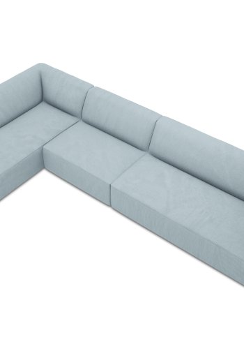 MICADONI Ruby Modul hjrnesofa, venstre, 5 sder - bl corduroy fljl og sort plast