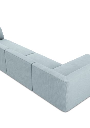 MICADONI Ruby Modul hjrnesofa, venstre, 5 sder - bl corduroy fljl og sort plast