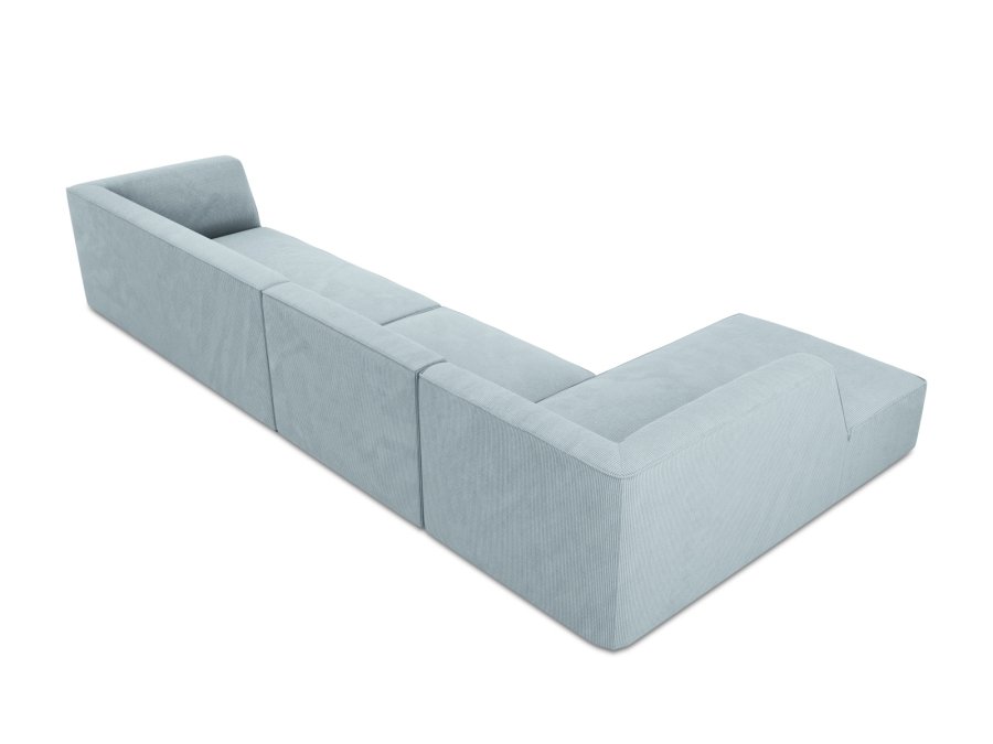MICADONI Ruby Modul hjrnesofa, venstre, 5 sder - bl corduroy fljl og sort plast