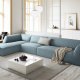 MICADONI Ruby Modul hjrnesofa, venstre, 5 sder - bl corduroy fljl og sort plast