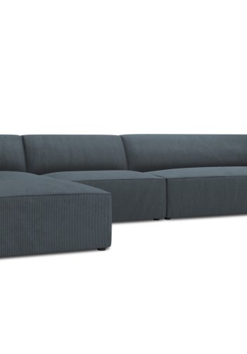 MICADONI Ruby Modul hjrnesofa, venstre, 5 sder - bl corduroy fljl og sort plast