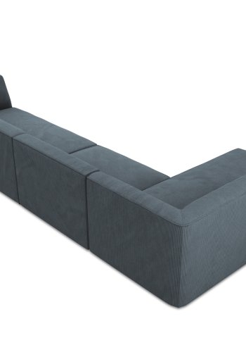 MICADONI Ruby Modul hjrnesofa, venstre, 5 sder - bl corduroy fljl og sort plast